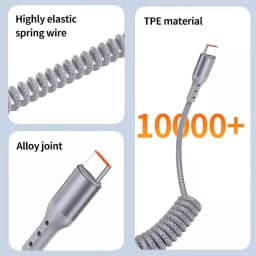 Right Angle USB A to USB C Coiled Cable for Android Auto & Carplay,Type C Fast Charging Cord for iPhone 15 Samsung Galaxy A17