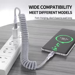 Right Angle USB A to USB C Coiled Cable for Android Auto & Carplay,Type C Fast Charging Cord for iPhone 15 Samsung Galaxy A17