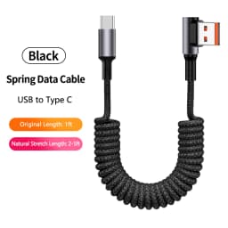 Right Angle USB A to USB C Coiled Cable for Android Auto & Carplay,Type C Fast Charging Cord for iPhone 15 Samsung Galaxy A17