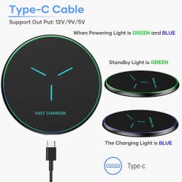 Wireless Charger Pad Induction Fast Wireless Charging Station For iPhone 17 16 15 14 13 12 Pro Max Samsung Xiaomi Oppo Huawei
