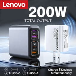 Lenovo 200W Multi Port Charging Head, European, American, British Standard Full Protocol Intelligent Super Fast Charging Charger