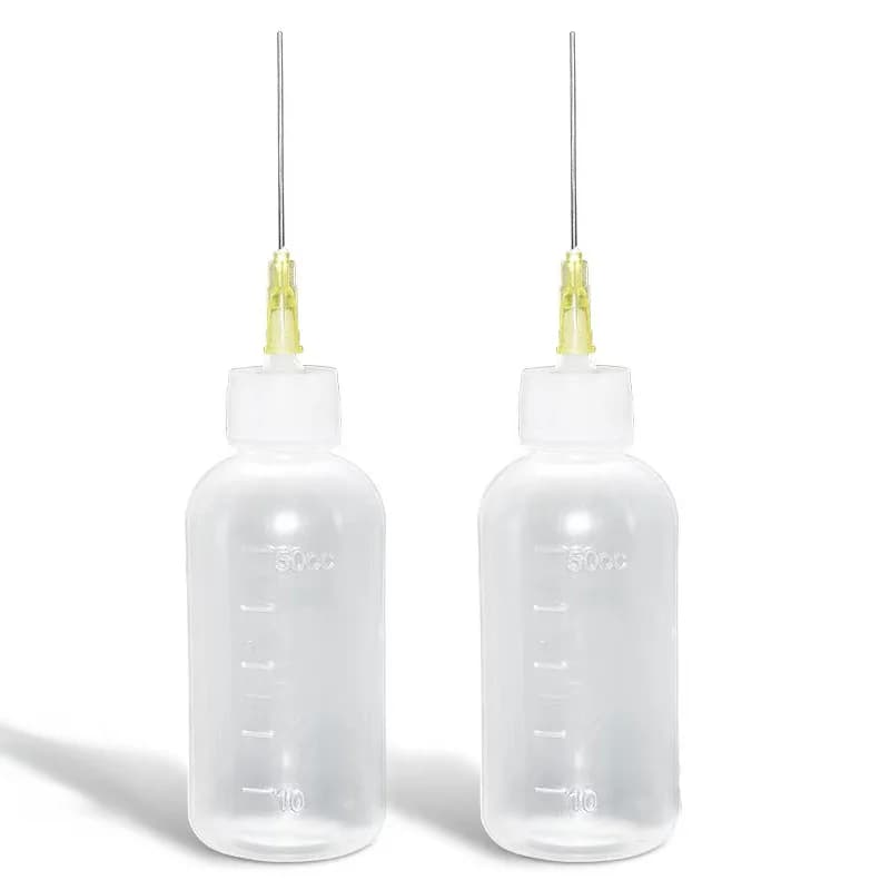50ML Plastic Clear Bottle with Needle Liquid Alcohol Rosin Solder Flux Paste Dispenser for Phone PCB Cleaning Welding Repair