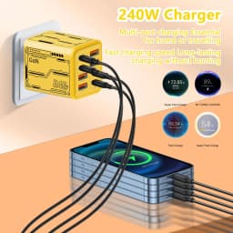 New 240W 8 in 1 USB C Charger Fast Charging Phone Charger Power Adapter For iPhone Samsung Huawei EU/US/UK Plug Wall Charger