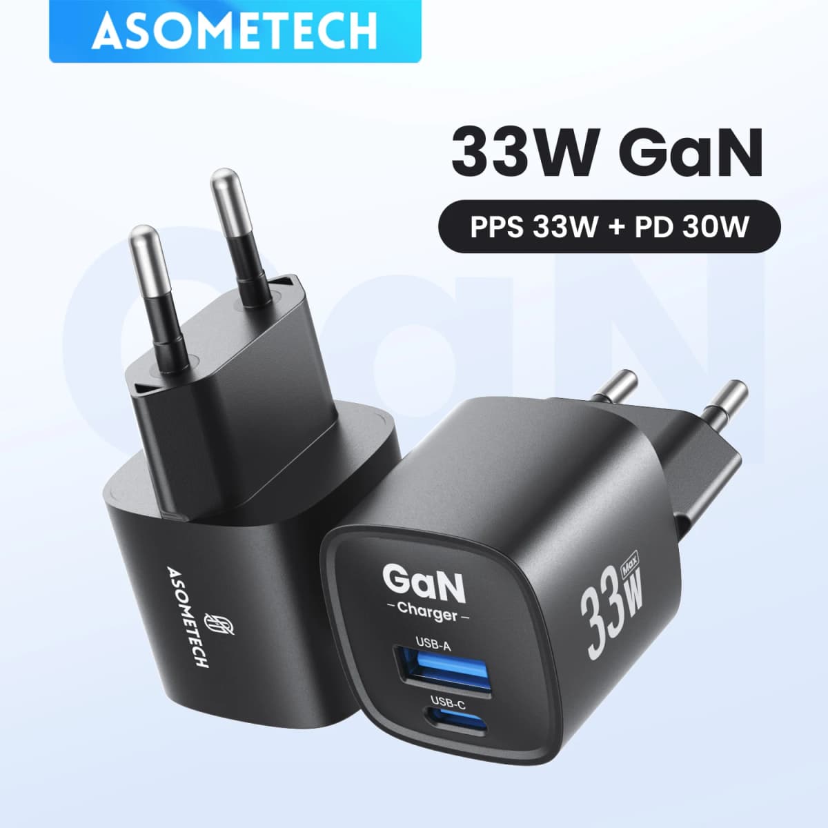 33W GaN USB C Chagrer Mini Portable PPS PD QC Fast Charging USB Travel Charger for IPhone 17 16 Pro Max IPad Samsung S23 Ultra