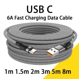 6A Super Fast Charger Cable Fast USB Type C Charging Data Cord Quick Charger 1M-8M Cable Typec Charger Fast Phone Charging Cable