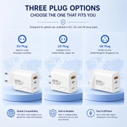 65W Fast Charger For iPhone 18 17 16 Pro Max Samsung Xiaomi PD Charger 2-Port GaN Charger USB C Charger Portable Phone Charger
