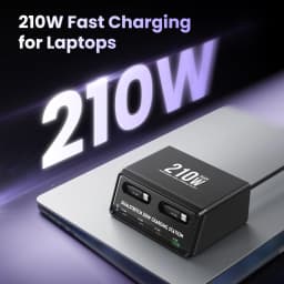 6 in 1 GaN USB C Fast Charging Station Retractable Type C Cable Power Combo Tower Fast Charger For iPhone 17 iPad Samsung Tablet