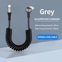 USB C Cable Fast Charging Cable,Coiled USB A to Type C Charge Cord for Car,Retractable Data Wire Compatible with iPhone 17/16/15