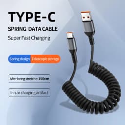 USB C Cable Fast Charging Cable,Coiled USB A to Type C Charge Cord for Car,Retractable Data Wire Compatible with iPhone 17/16/15