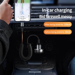 USB C Cable Fast Charging Cable,Coiled USB A to Type C Charge Cord for Car,Retractable Data Wire Compatible with iPhone 17/16/15