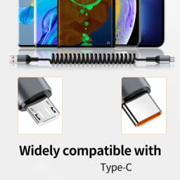 USB C Cable Fast Charging Cable,Coiled USB A to Type C Charge Cord for Car,Retractable Data Wire Compatible with iPhone 17/16/15