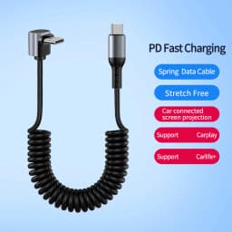 USB C Cable Fast Charging Cable,Coiled USB A to Type C Charge Cord for Car,Retractable Data Wire Compatible with iPhone 17/16/15