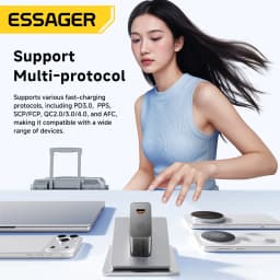 ESSAGER 65W GaN Fast Charger PD3.0 PPS QC4.0 Compatible with iPhone 17/16 Samsung MacBook Air Huawei - Compact High-Speed Charge