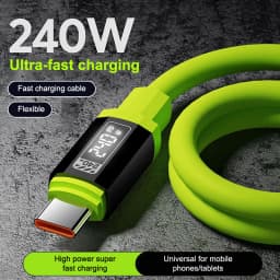 New··240W USB C Cable With Power Display Fast Charging Charger For Phones Type C Cord 1-2m