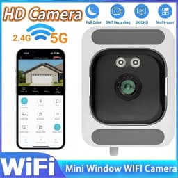 2.4/5GHz Wifi Window 1080 HD Camera 3MP Full Color Night Vision Indoor Security Mini Stickable Window Monitoring Camera New