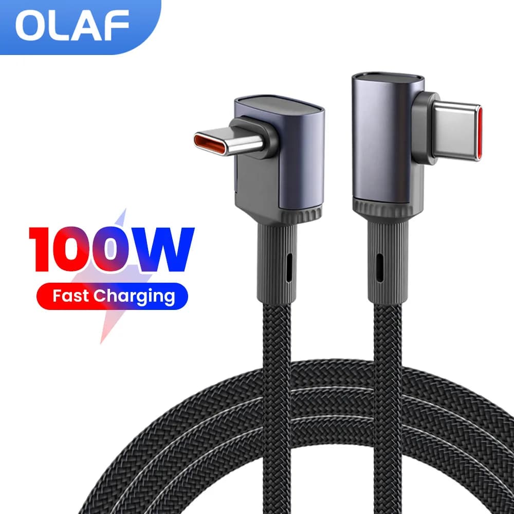 PD 10W Fast Charging Cable Type C To Type C Elbow USB C Quick Charger For iPhone 17 15 Samsung Xiaomi Huawei iPad Data Transfer