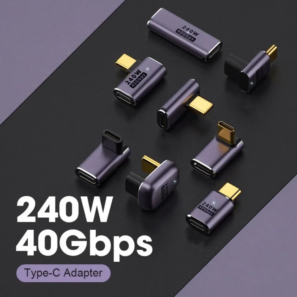 240W OTG PD Adapter USB C Fast Charging Fast Data Converter Support USB4.0 40Gbps 8K 60Hz Type C 90/180 Degree Elbow Adapter