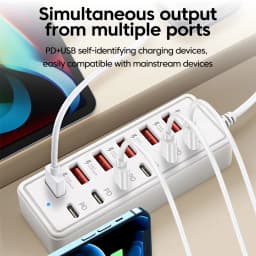 12 in 1 Multi-socket Power Strip Adapter With USB Cable HUB USB C Charger Station 6 USB-A 6 USB-C Fast Charger For Home Office