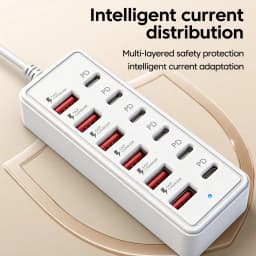 12 in 1 Multi-socket Power Strip Adapter With USB Cable HUB USB C Charger Station 6 USB-A 6 USB-C Fast Charger For Home Office