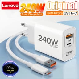 Lenovo Original 240W GaN Super Fast Charger USB PD 2 In 1 Super Fast Charging EU/US Plug For IPhone15-17 Samsung Huawei
