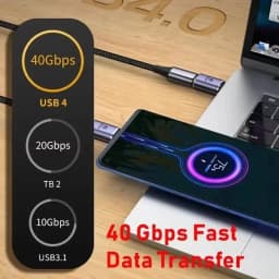 NNBILI 2Pcs USB4.0 40Gbps Adapter 90 Degree Right Angle USB Type C Male to Female Adapter 100W Fast Charging For Laptops Macbook