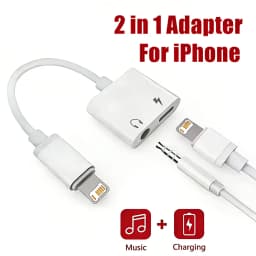 2 in 1 iOS to 3.5mm Jack Audio Charging Adapter For iPhone 11 12 13 14 Pro Max X XR XS Headphones Audio Cable Connector Splitter