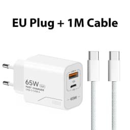 Lenovo Universal Charger PD 65W All-Protocol Smartphone Charger A+C Multi-Port Charger with EU/US Adapter and 1m Data Cable