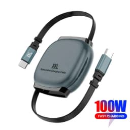 100W Type C to Type C Fast Charging Retractable Cable For iPhone 17 16 Xiaomi 15 USB C Quick Charge Car Kit Portable Charge Cord