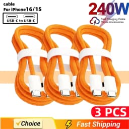 3PCS USB C Cable to USB C 240W Fast Charging Charger Cable Supports Fast Charging For iPhone 17 16 15 Samsung Huawei Xiaomi etc