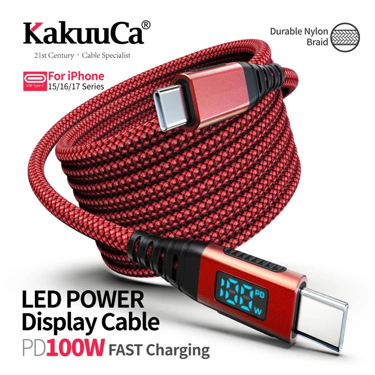 100W USB-C Fast Charging Cable, 480Mbps Speed, USB-IF Certified, For Apple iPhone 17/16/15, iPad,MacBook, Samsung, Tablets