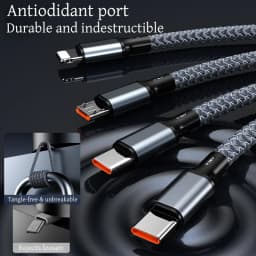 4-in-1 Multifunctional Charging Cable Supports USB-A to USB-C, Micro USB, and Braided Cables for Charging Multiple Devices