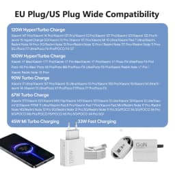 Original Xiaomi 120W 100W Charger EU US Turbo Fast Charge Charger for Mi 17 15T 14T Pro Poco X7 X8 Pro M8 F8 F9 Redmi K100 Cable