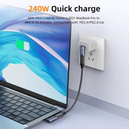 SUNKANDI USB4.0 40Gbps OTG Adapter 240W Fast Charging Converter 90-Degree USB Type-C Data Cable for MacBook Laptop Phone 8K60Hz