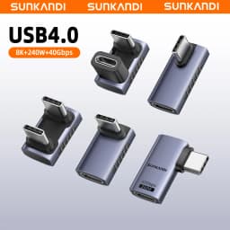 SUNKANDI USB4.0 40Gbps OTG Adapter 240W Fast Charging Converter 90-Degree USB Type-C Data Cable for MacBook Laptop Phone 8K60Hz