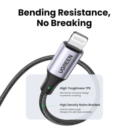 UGREEN MFi USB Lightning Cable for iPhone 2.4A Fast Charging USB A to Lighting Cables for iPad iPhone 11 13 12 14 Pro Max Cable