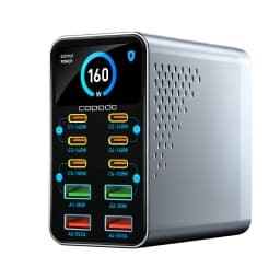 Copode 10-in-1 GaN USB-C Desktop Charging Station PD+QC Digital Display Fast Charger for Laptop Tablet Phone