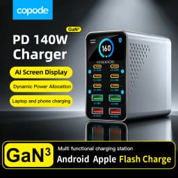 Copode 10-in-1 GaN USB-C Desktop Charging Station PD+QC Digital Display Fast Charger for Laptop Tablet Phone