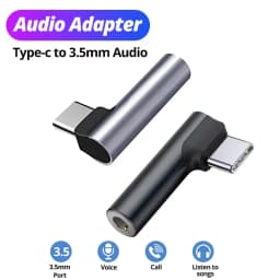 Right Angle Type C to 3.5mm Female Audio Adapter Aux Jack for Wired Earphone iPhone 17 16 Samsung Call Converter