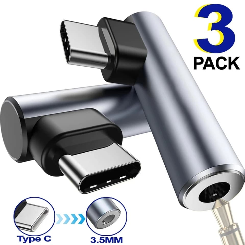 Right Angle Type C to 3.5mm Female Audio Adapter Aux Jack for Wired Earphone iPhone 17 16 Samsung Call Converter