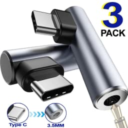 Right Angle Type C to 3.5mm Female Audio Adapter Aux Jack for Wired Earphone iPhone 17 16 Samsung Call Converter