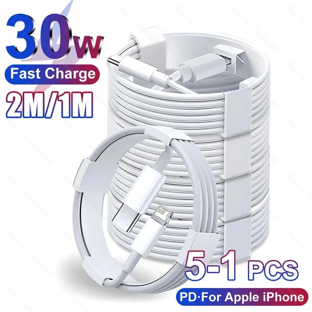 5-1pcs 30W Cable For Apple iPhone 13 12 11 14 Pro Max Mini USB C Cable For X XR XS MAX 7 8 14 Plus 6 Accessories