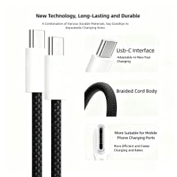 10 PCS Type C to Type-C 120W Super Fast Charging Cable, Nylon Braided Cord, Fit iPhone 17 16 15 Samsung Huawei Xiaomi Etc