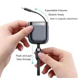 240W PD Retractable USB C to USB C Fast Charging Cable For iPhone Samsung MacBook iPad Xiaomi Phone Tablet Laptop