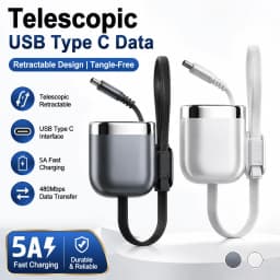 240W PD Retractable USB C to USB C Fast Charging Cable For iPhone Samsung MacBook iPad Xiaomi Phone Tablet Laptop