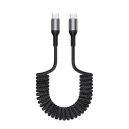100W 90°Elbow USB to Type C Spring Cable 5A Retractable Fast Charging Data Cable USB C Car Charger Cable For iPhone 17,Samsung