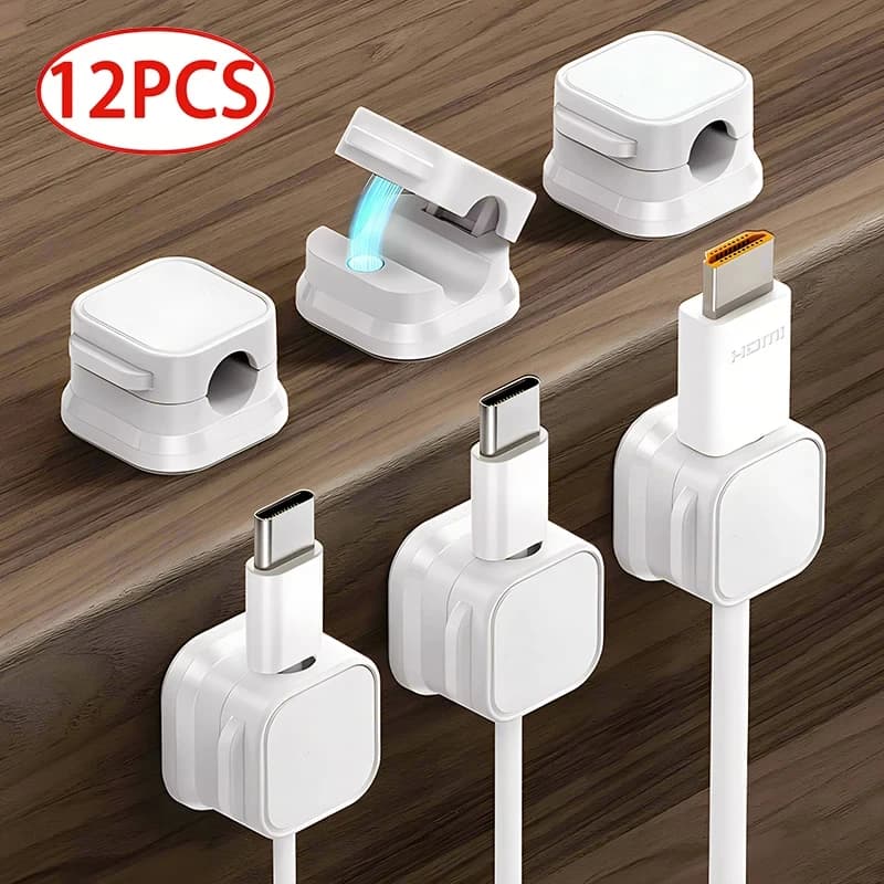 Magnetic Wire Clips Adhesive Cable Holder Under Desk Cable Management Home Office Cord Organizer Magnetic Cable Organizer