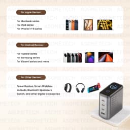 148W GaN Charger with Smart Display 140W PD3.1 USB Type C Fast Charge For Macbook Tablet Samsung iPhone 17 16 Laptop Phone