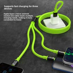 3 in 1 240W Fast Charging Cable Suitable For Micro USB Type C Charging Cable Multiple USB Ports Suitable For iPhone Huawei