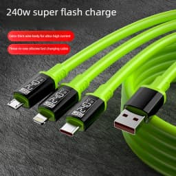 3 in 1 240W Fast Charging Cable Suitable For Micro USB Type C Charging Cable Multiple USB Ports Suitable For iPhone Huawei
