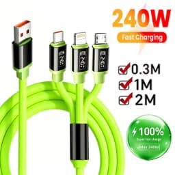 3 in 1 240W Fast Charging Cable Suitable For Micro USB Type C Charging Cable Multiple USB Ports Suitable For iPhone Huawei